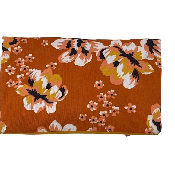 Rachel Pally Fold Over Clutch Floral Bohemian Tassel Canvas Handbag Orange Purse - Picture 3 of 6